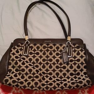 Coach black MADISON KIMBERLY Op Art Canvas leather